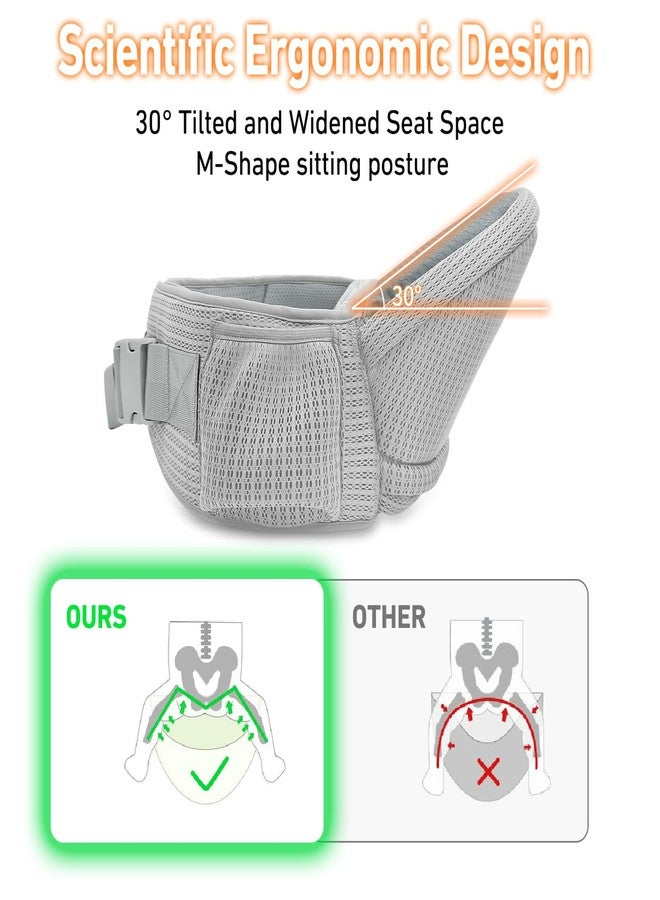 IULONEE Hip Seat Baby Carrier Baby Sling Detachable Infant Backpack Lightweight Toddler Carrier Comfortable Baby Wrap Ergonomic Baby Hipseat Sling with Multiple Pockets for Newborns (Grey) - Image 4